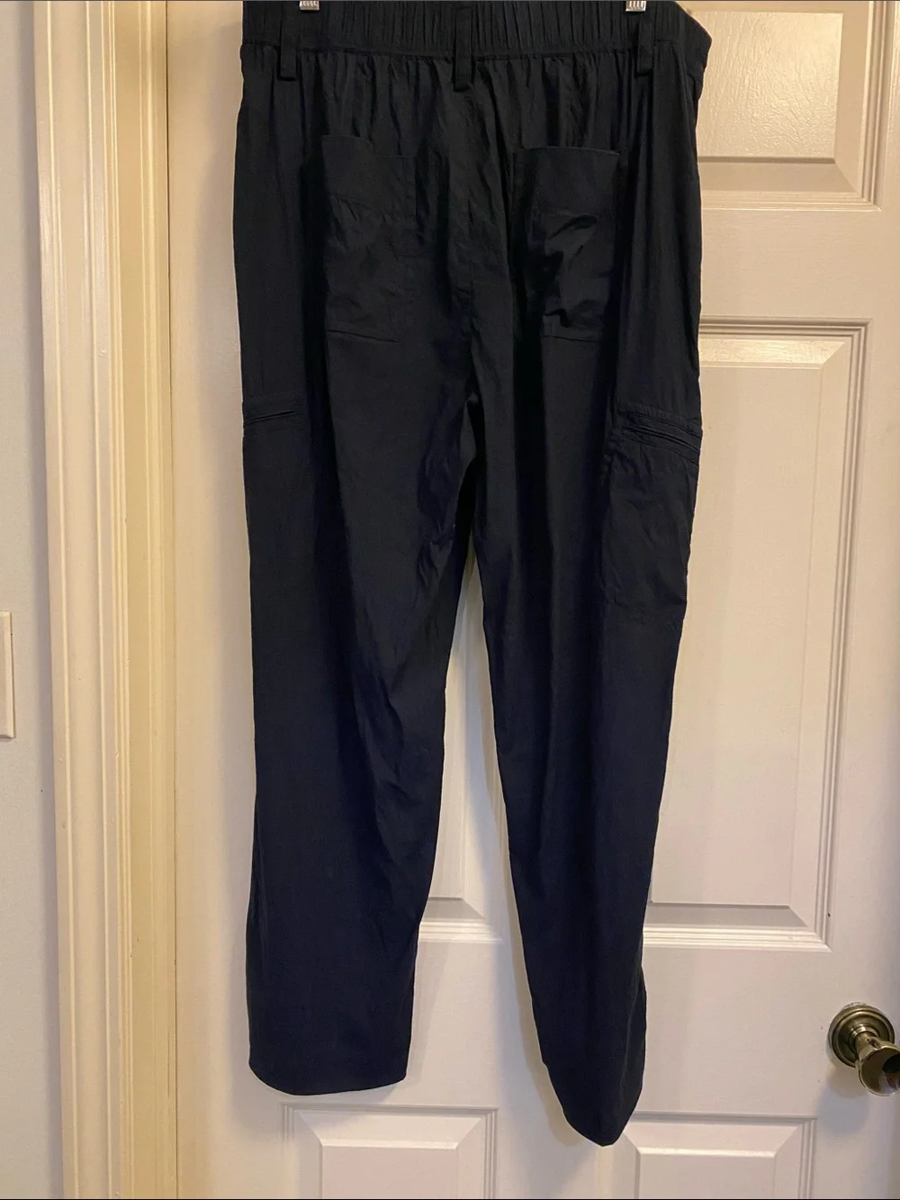 VINCE Wide-Leg High Rise Linen Navy Cargo Pants size Large